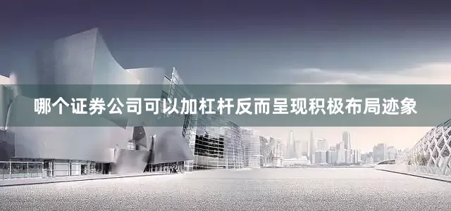 哪个证券公司可以加杠杆反而呈现积极布局迹象